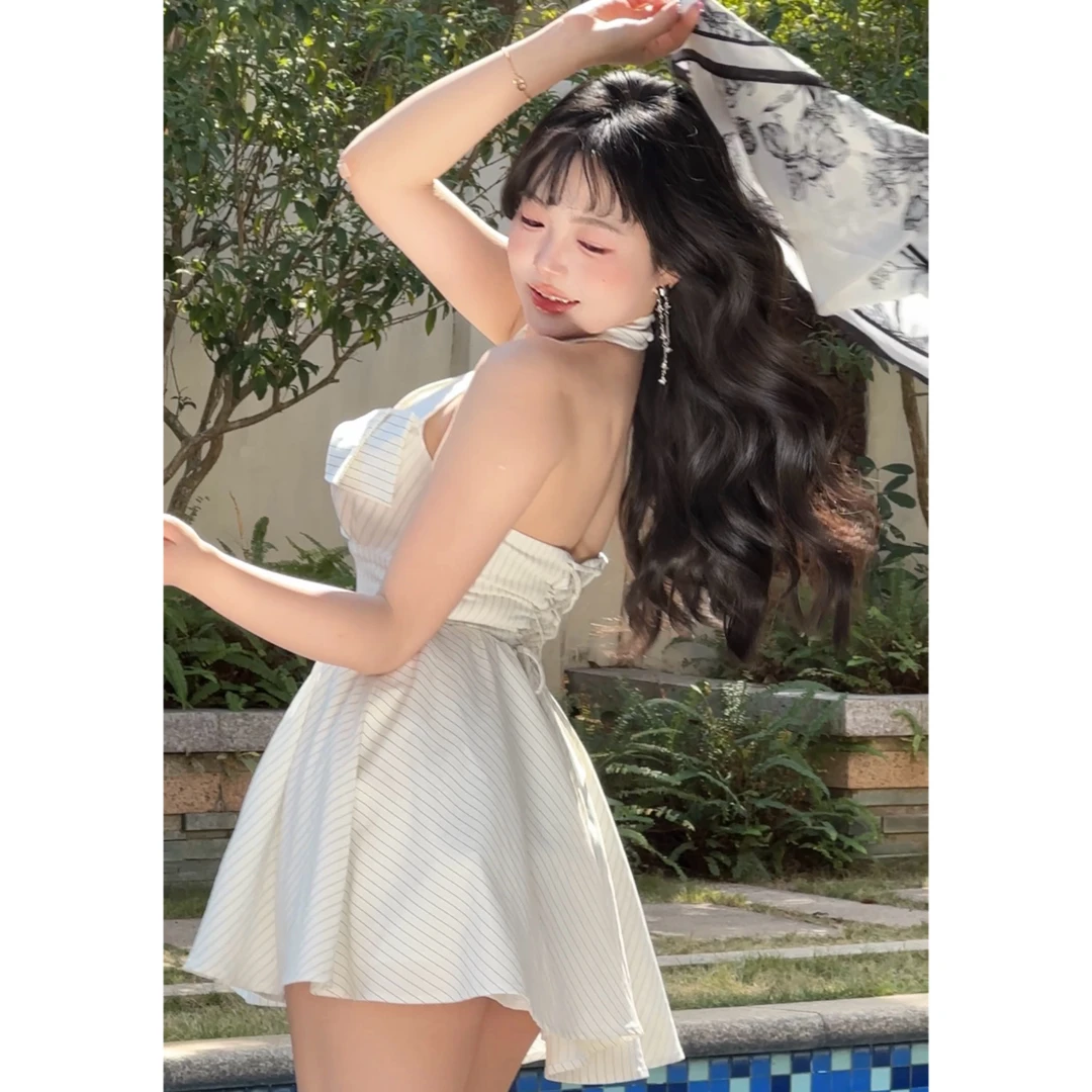 MengFairy清清【宛如梦露】纯欲收腰露背V领高腰连衣裙 4968套装