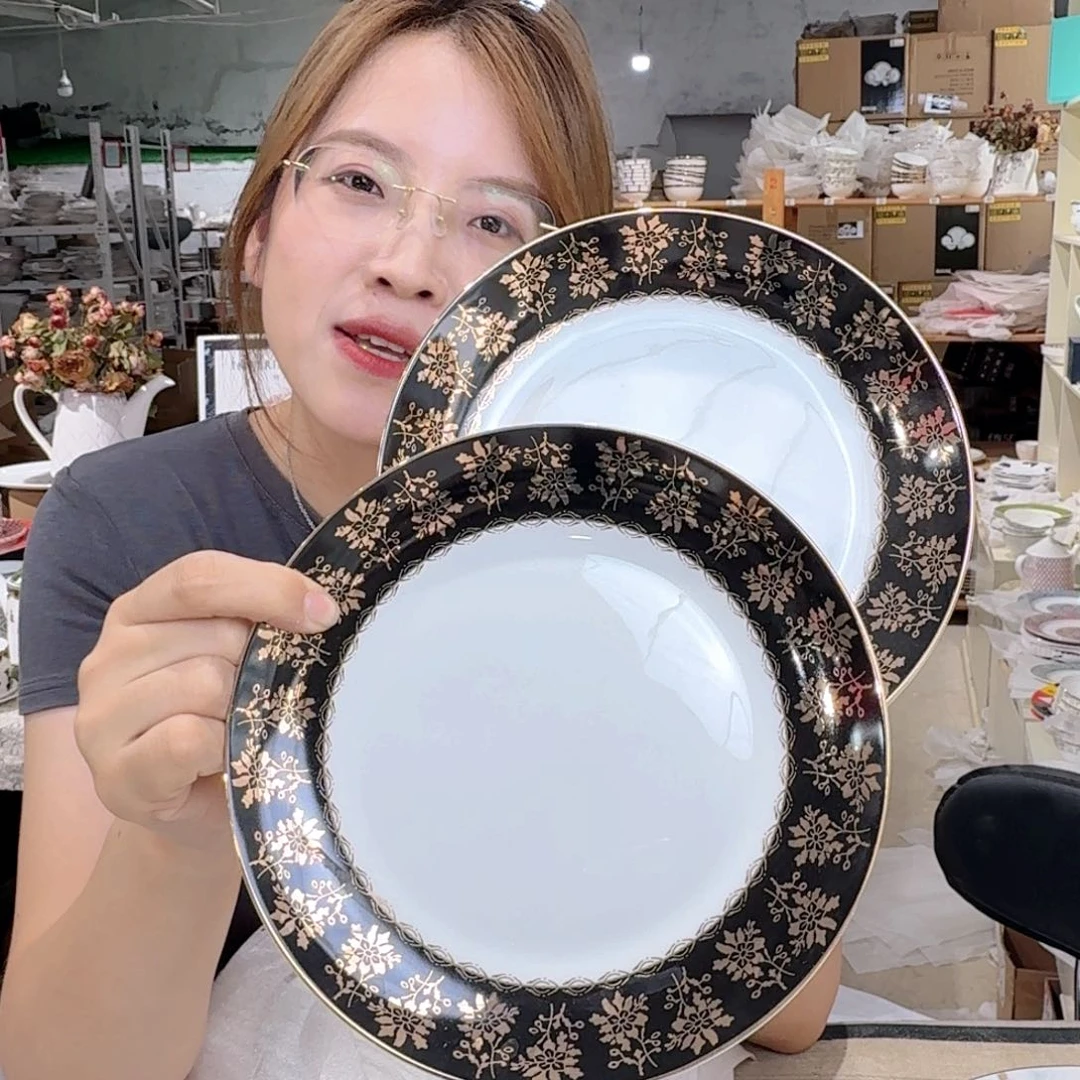 瓷高骨瓷7.6英寸月光盘19cm2个外贸骨瓷