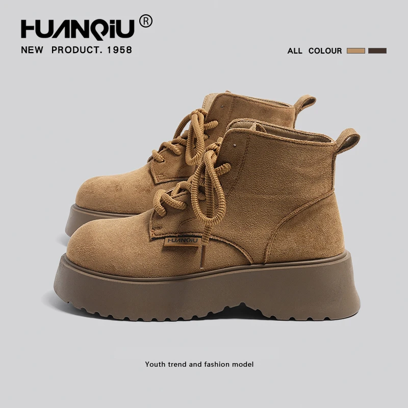 双11好物环球大黄靴女款秋冬厚底增高复古马丁靴时尚百搭勃肯短靴