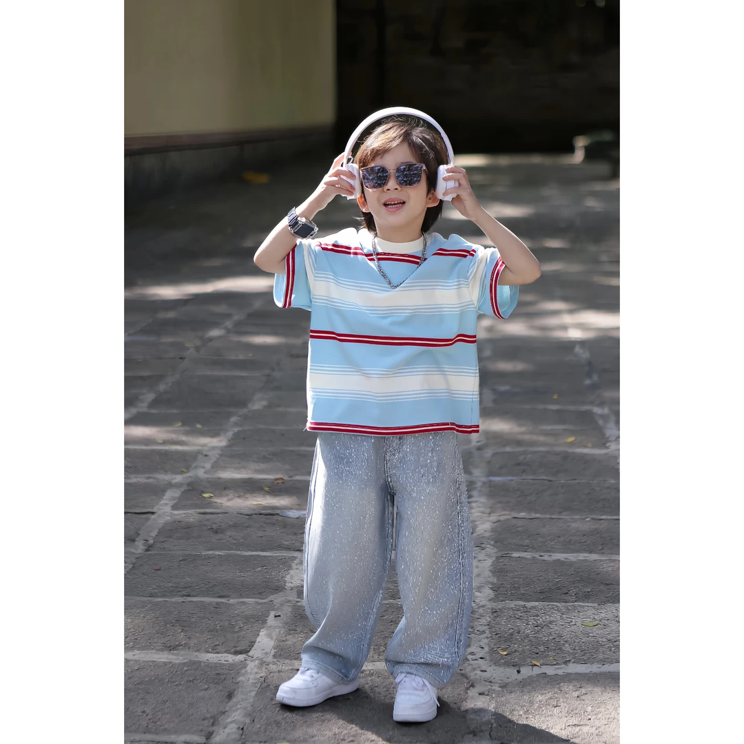 【现货】伟伟同款【循环心动】2025夏季新款条纹休闲短袖WW0640