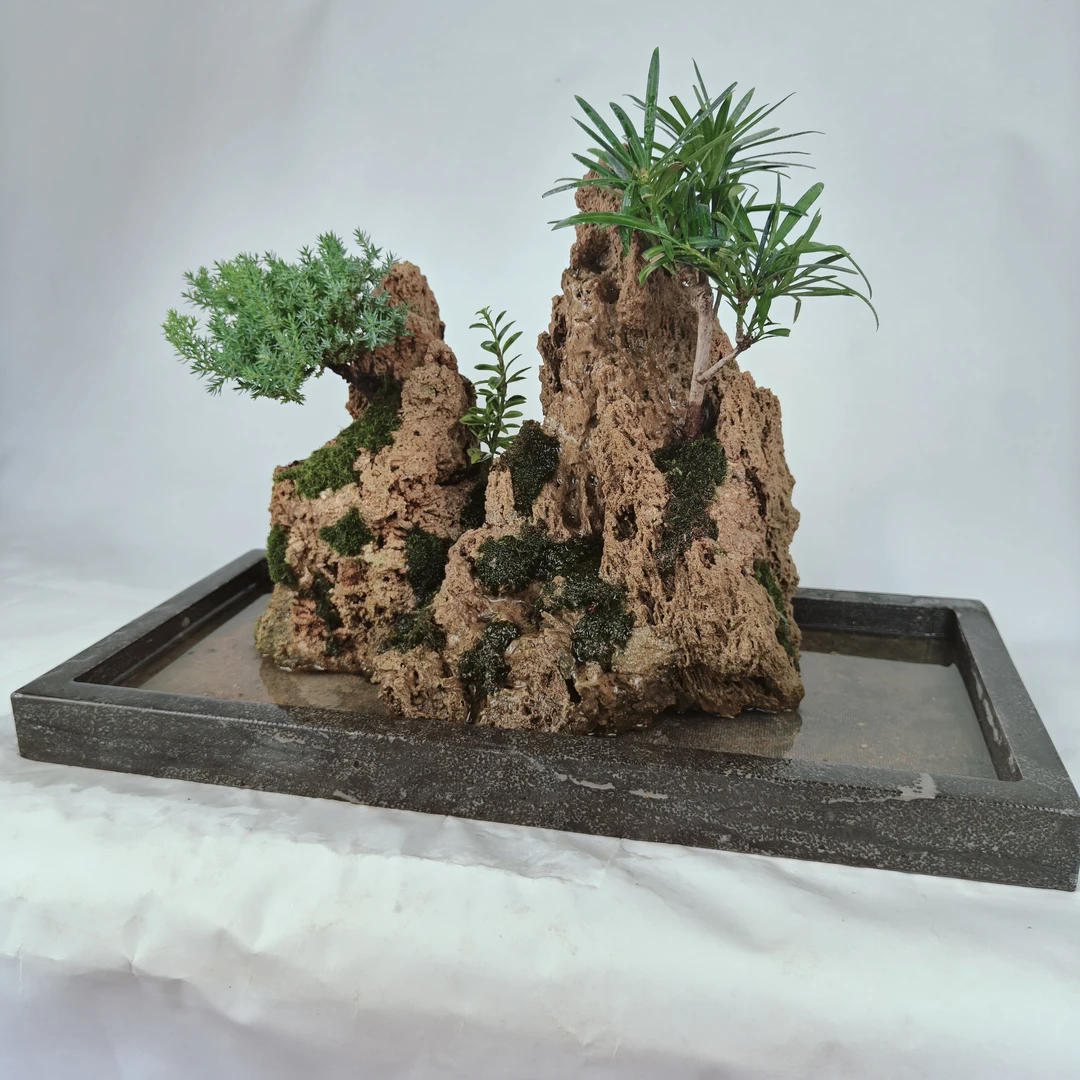 吸水石假山盆景摆件，尺寸50×25×30