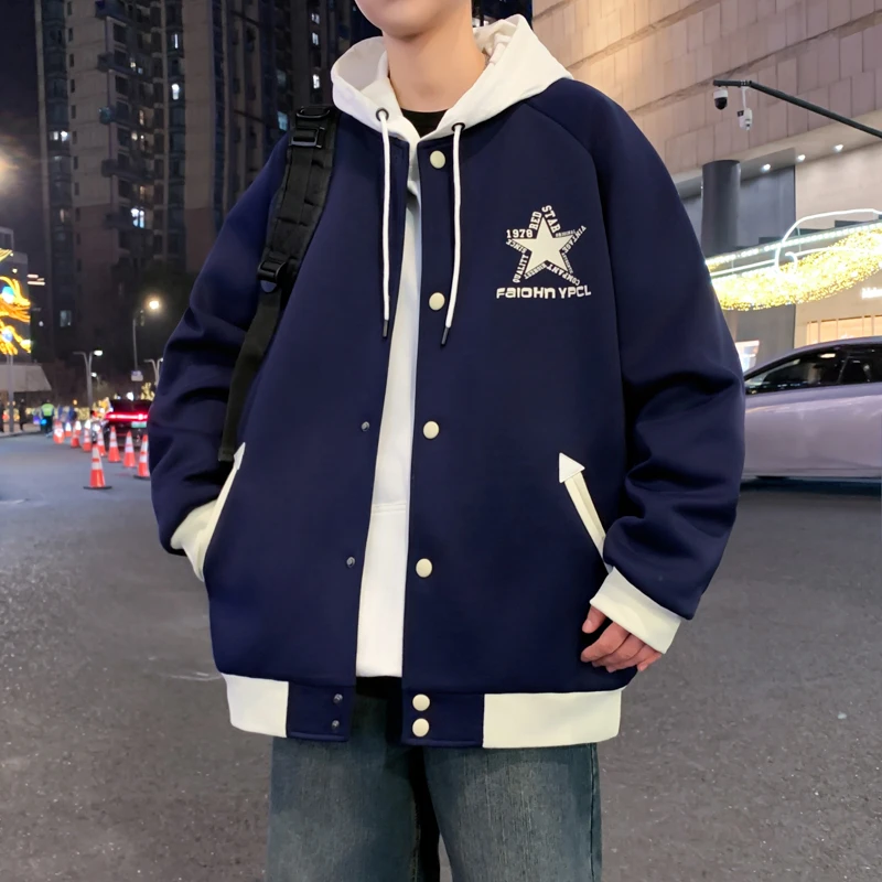 学生春季新款宽松潮流立领棒球服夹克青少年男生时尚帅气大童外套