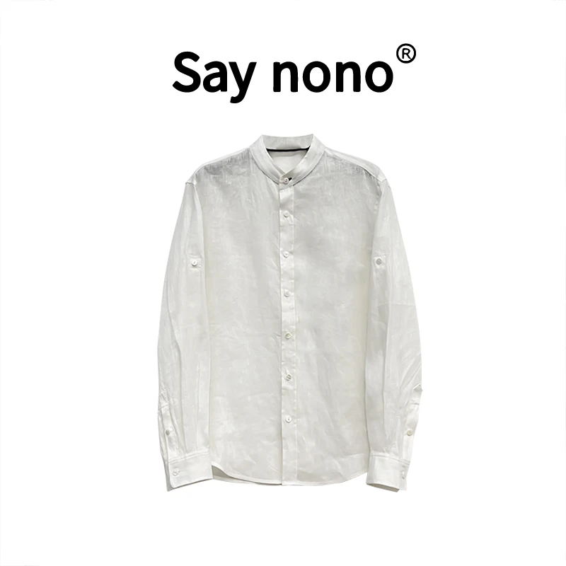 懒猫nono│Saynono 新品亚麻简约轻薄透气性休闲纯色衬衫 C24036