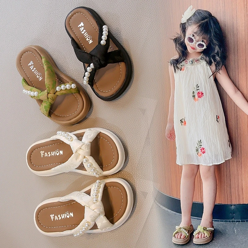 ABC 女童拖鞋夏季外穿2025新款一脚蹬凉拖鞋中大童时尚百搭沙滩鞋