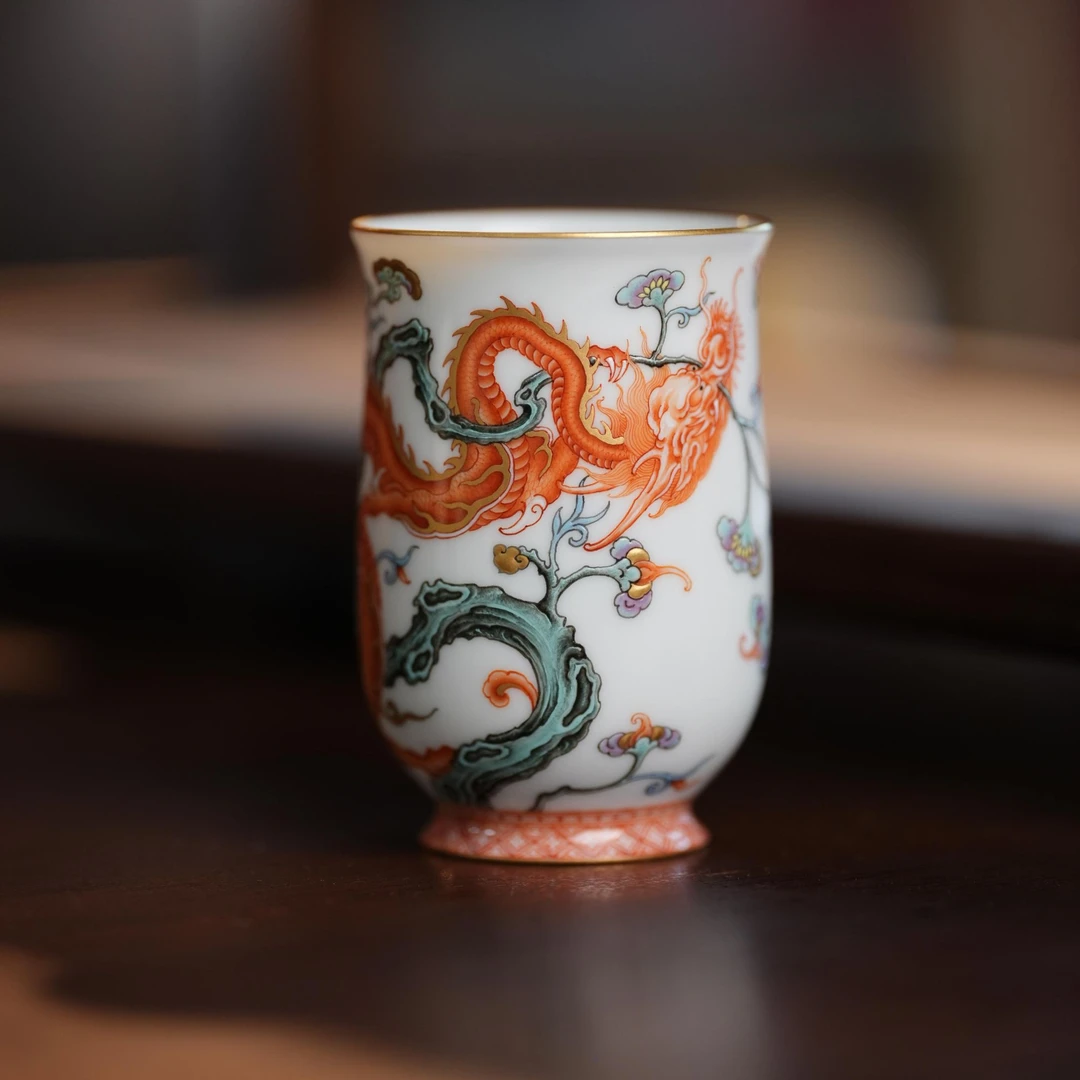 溢珍堂高档龙衔灵芝束口杯