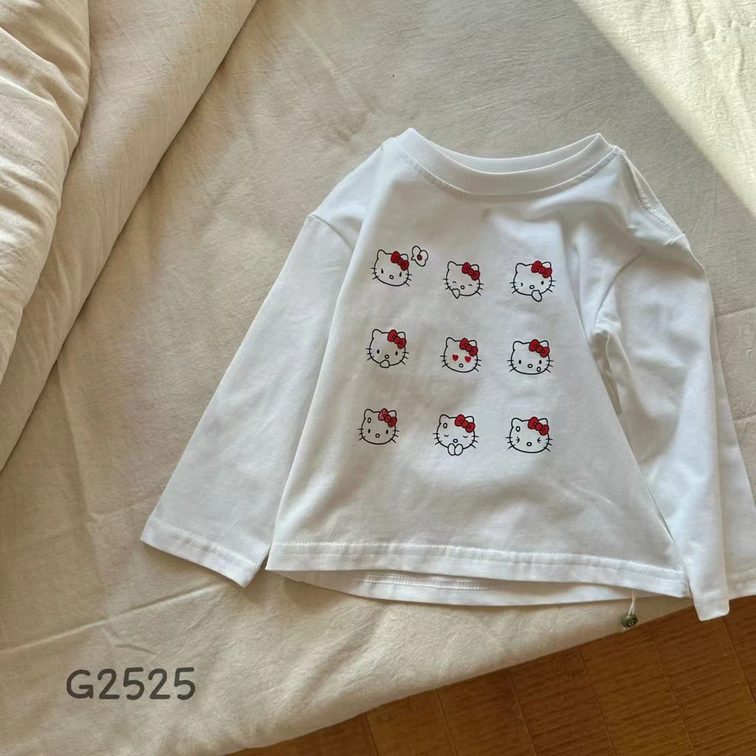 【原创设计品牌】xg&kids 2525春季女童棉T长袖上衣数码印花打底衫