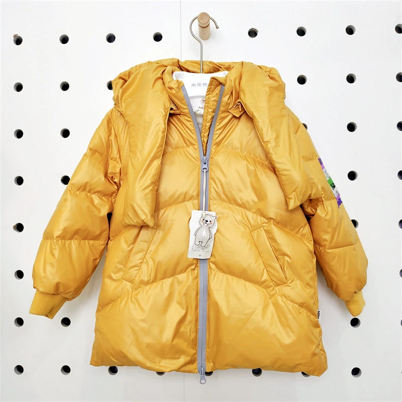 米乐熊儿童连帽可拆长款羽绒服3007
