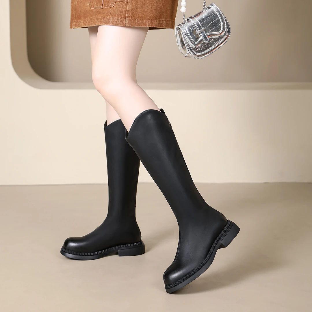 增高3cm胖瘦可选新款秋冬女靴长靴时尚百搭爆款时尚时装靴新款