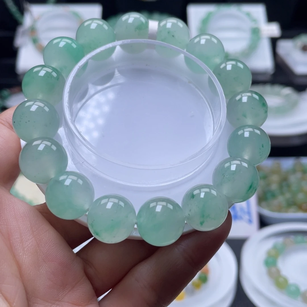 石英质玉（非洲翠）未镶嵌手串冰透清爽款