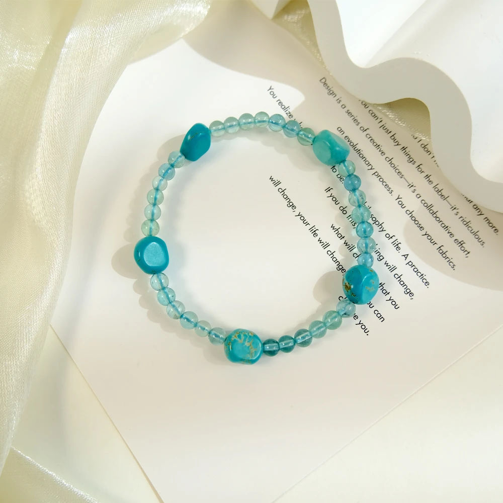 天然绿松石磷辉石原创设计女拼色串珠气质百搭甜美手工小众