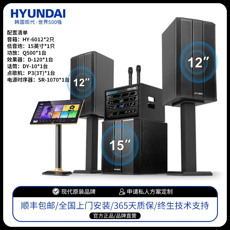HYUNDAI现代新款12英寸HY-6012高端商用家用纯后级功率强劲音响