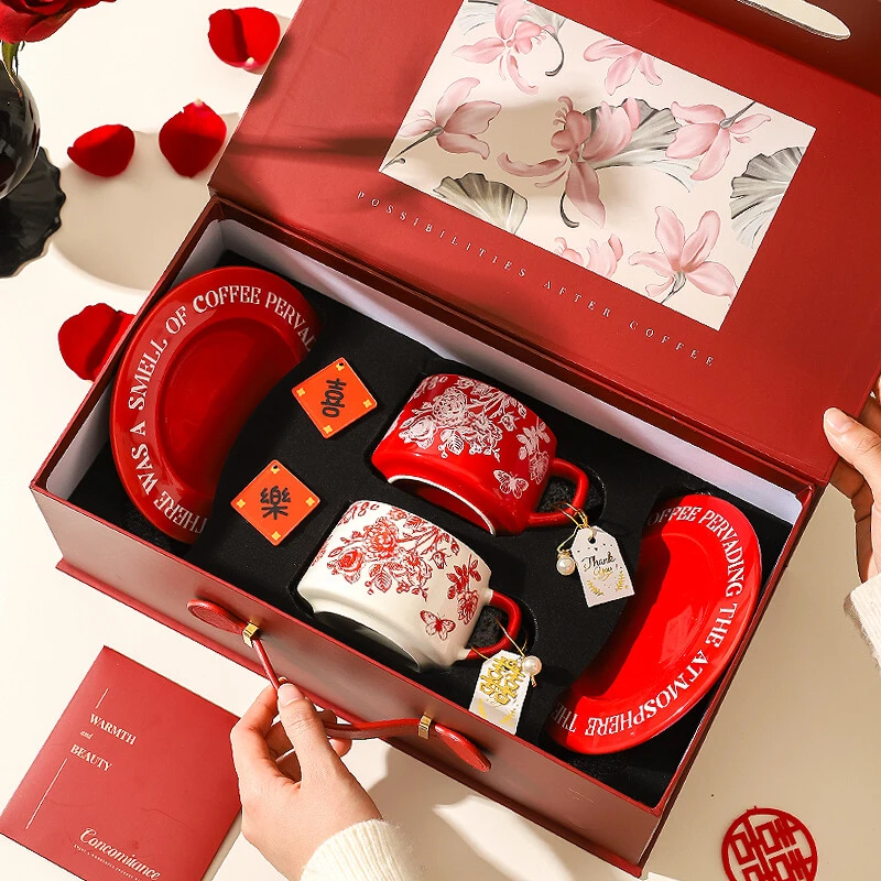 川岛屋咖啡杯碟套装高档精致新婚订婚结婚礼物女新居乔迁杯子礼盒