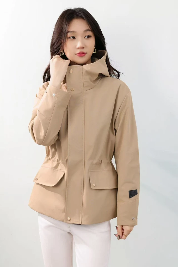 【三防哑光面料】加棉加厚款冬季秋季女士防风衣连帽冲锋衣985