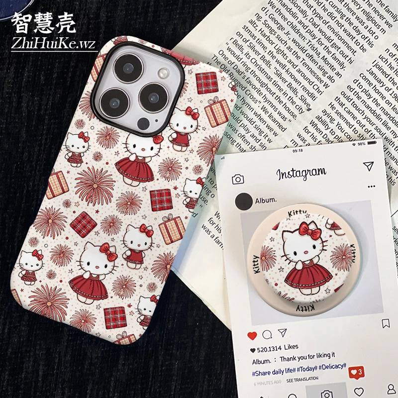 烟花KT猫磁吸支架菲林手机壳 适用于苹果/华为/小米/vivo/oppo