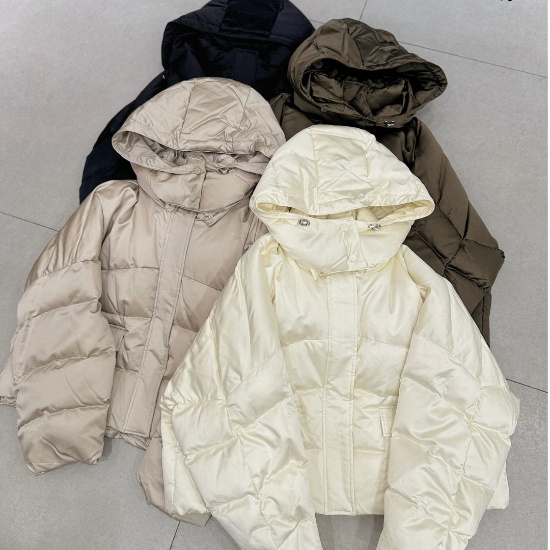 1052#欧货高级感连帽羽绒服女宽松加厚百搭保暖鹅绒服