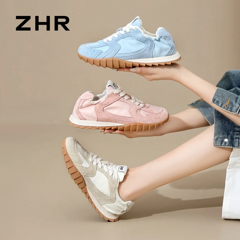 ZHR/则则芭蕾风德训鞋女秋季百搭软底轻便休闲运动鞋潮流拼色女鞋