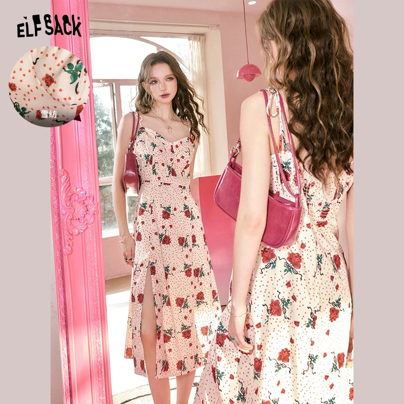 0041【赵老板】妖精的口袋玫瑰哲学开叉碎花吊带连衣裙女2024春