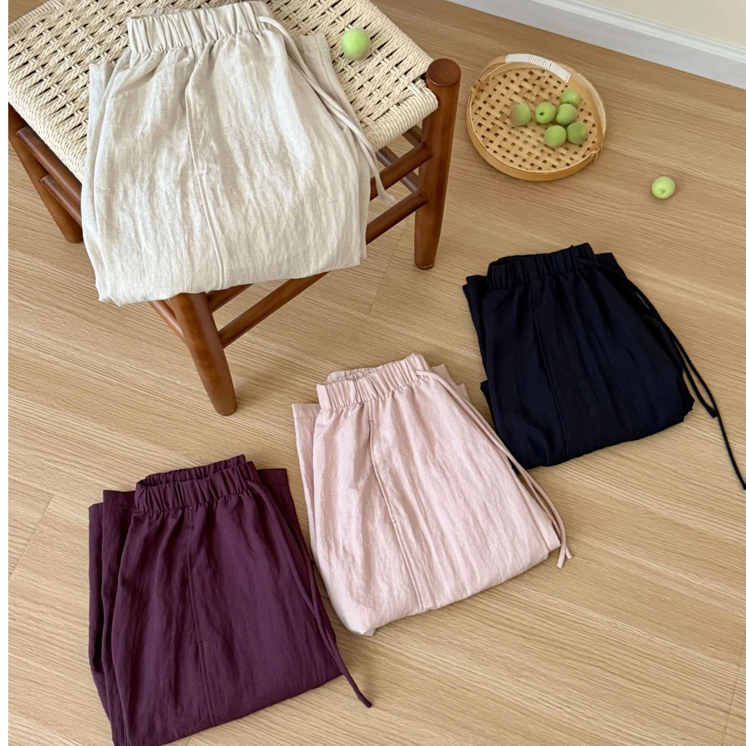 天丝亚麻文艺富婆裤2536