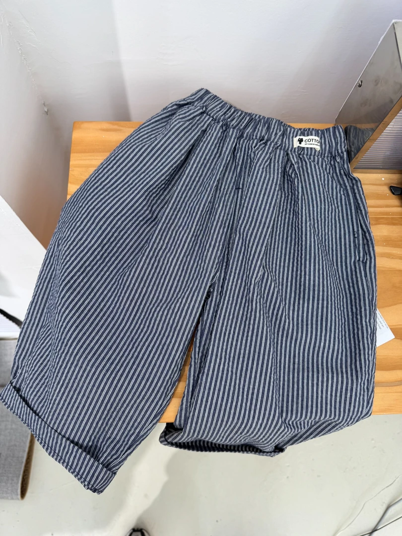 【成长故事】韩版竖条纹贴标简约款儿童长裤休闲裤