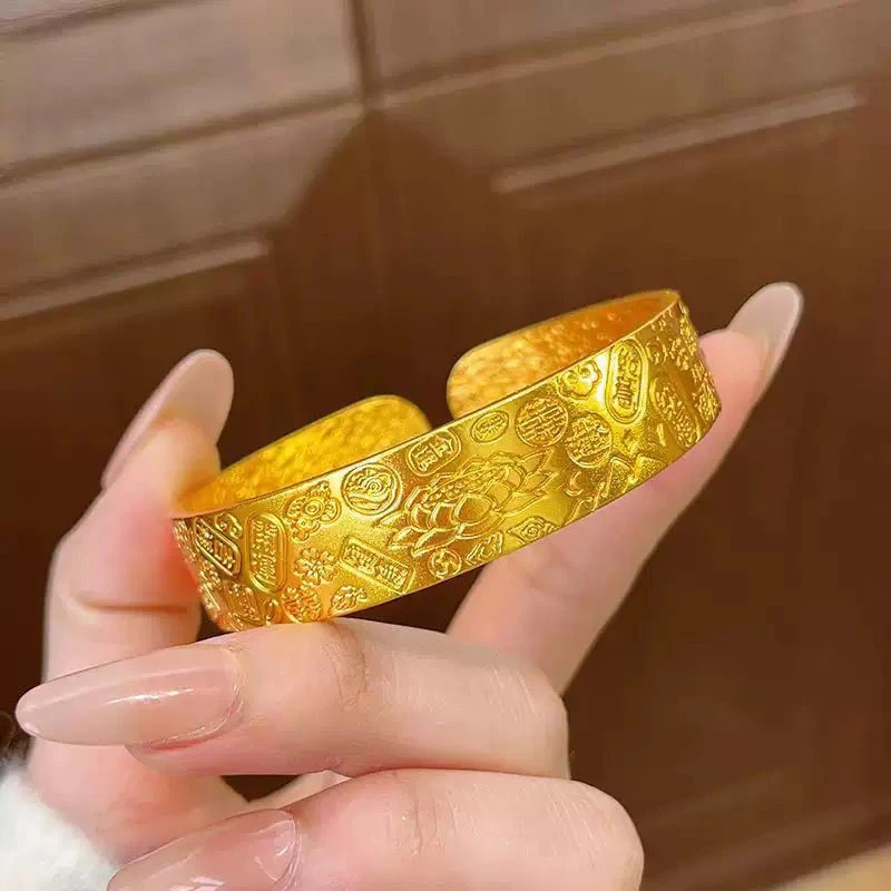 合金手镯 开口莲花吉言手镯