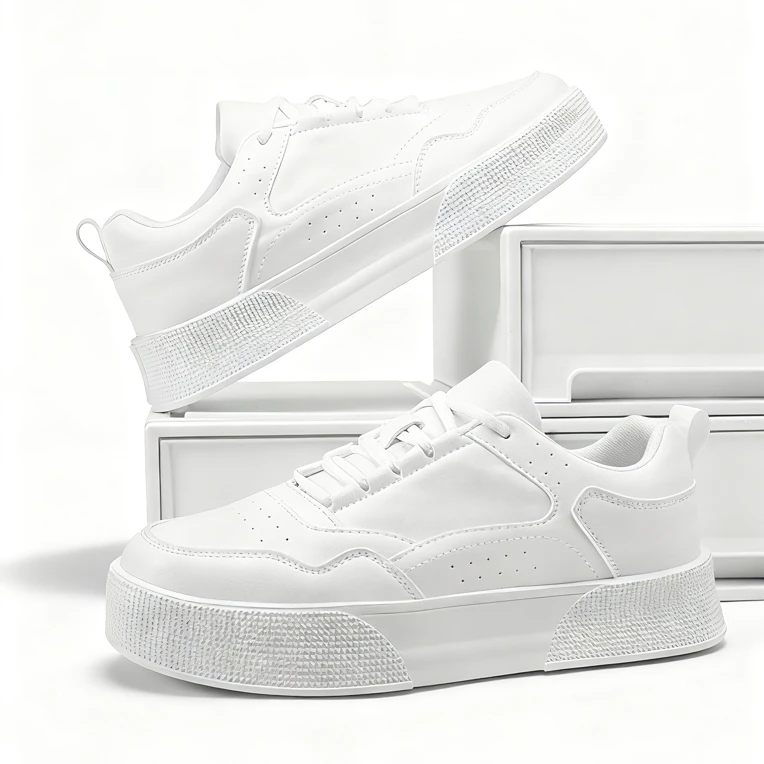 小白鞋秋季男士韩版平底休闲板鞋男透气运动低帮系带浅口白色板鞋