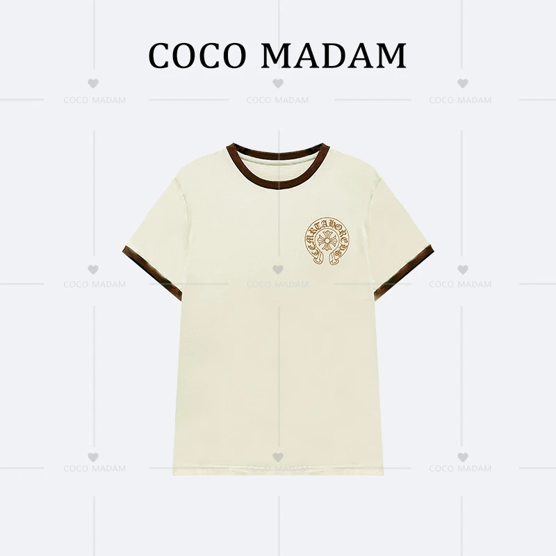 ANNI · Ani-A922 梵文印花撞色圆领短袖T恤女夏新款修身上衣