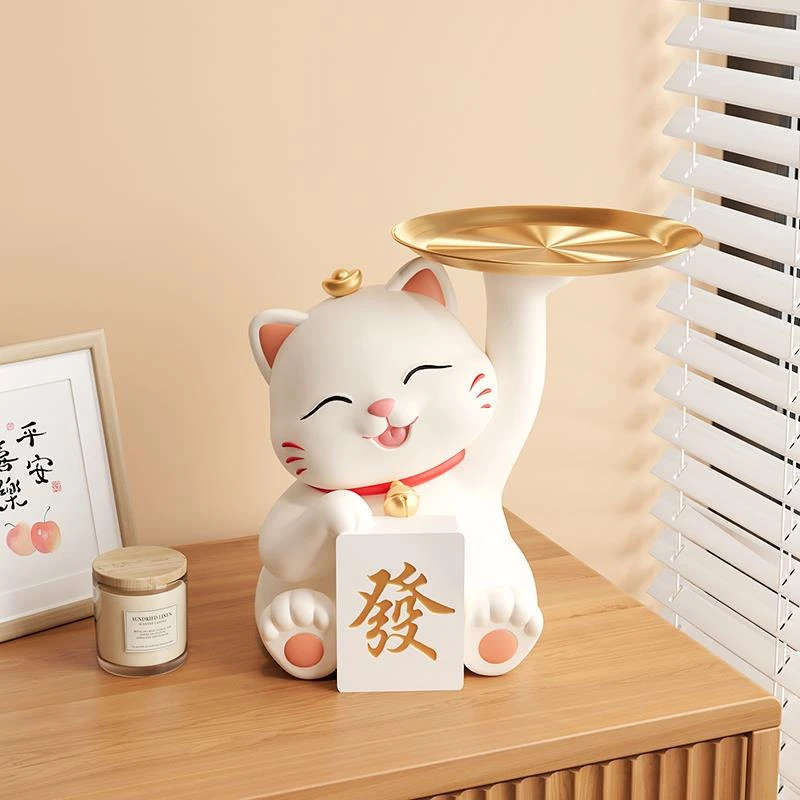 招财猫玄关钥匙收纳摆件入户门口鞋柜客厅家居装饰品乔迁新居礼品