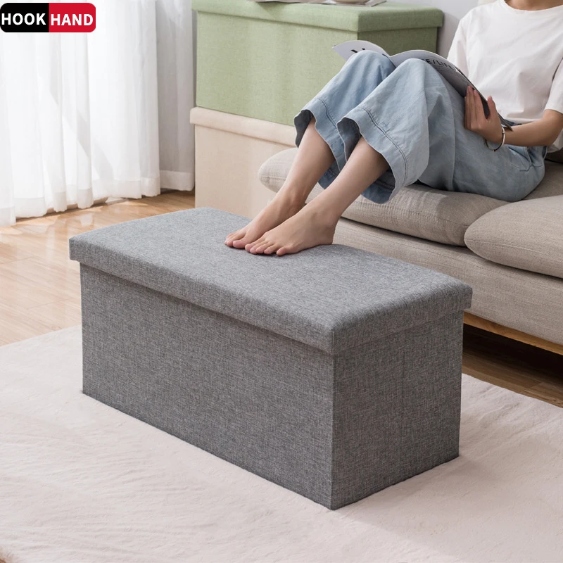 带盖衣物收纳盒 儿童多功能玩具储物凳 可折叠沙发收纳凳家居用品