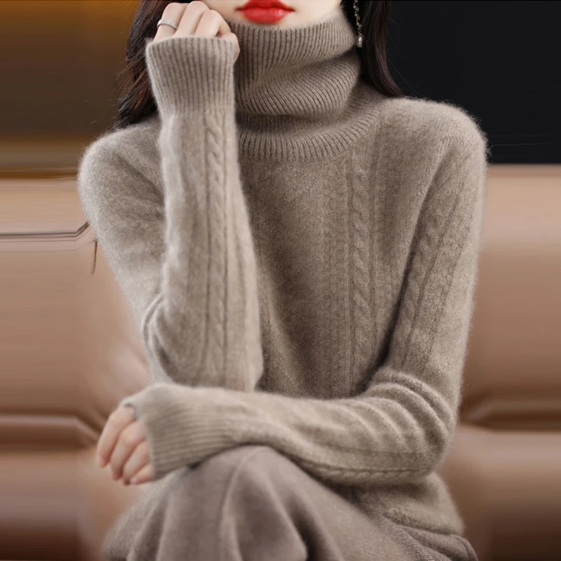 羊绒衫女100%纯羊绒内搭新款堆堆领打底衫高领毛衣冬季加厚羊毛衫