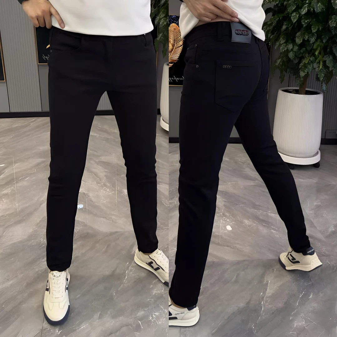 秋季新款时尚牛仔裤男简约百搭潮流小脚裤休闲高品质长裤修身显瘦