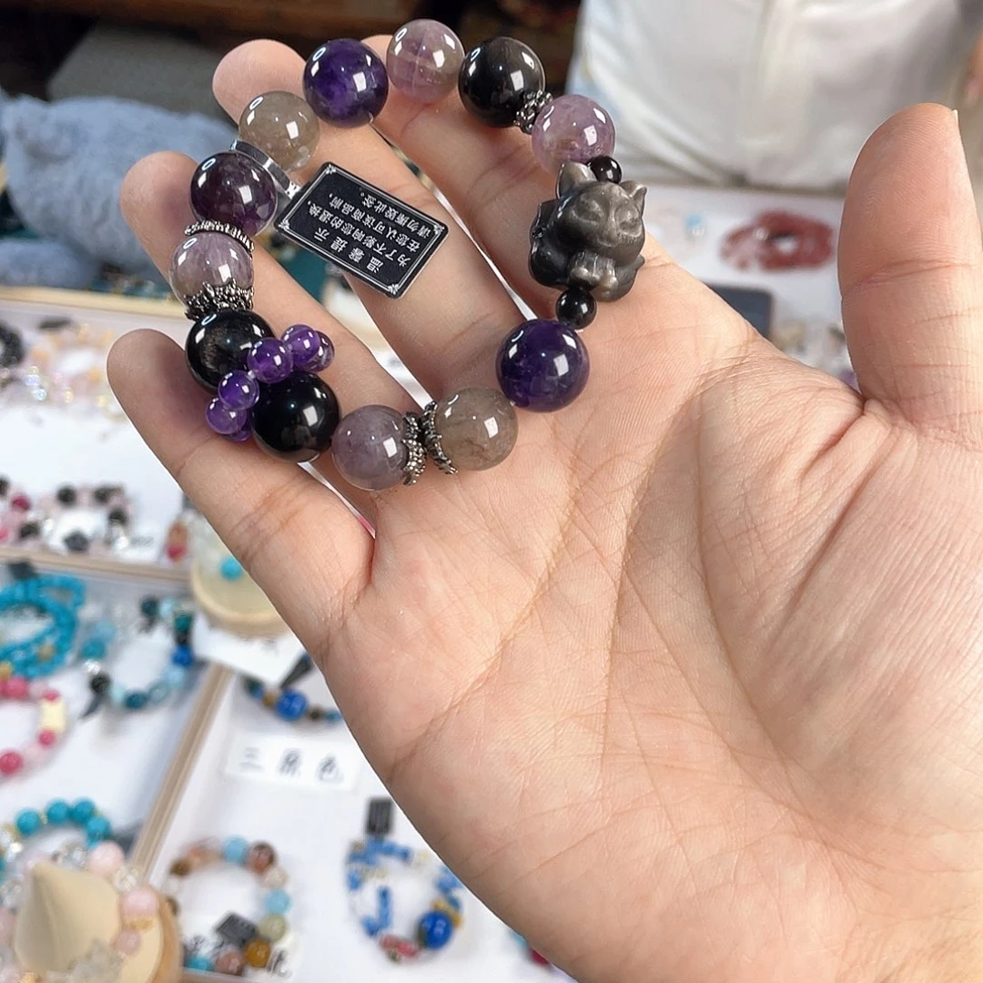 水晶手链银S925镀金镶嵌