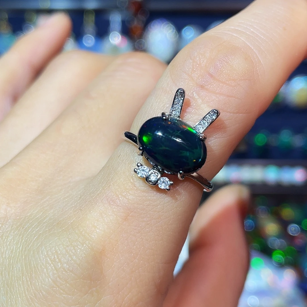 欧泊银S925镶嵌戒指微瑕不退不换