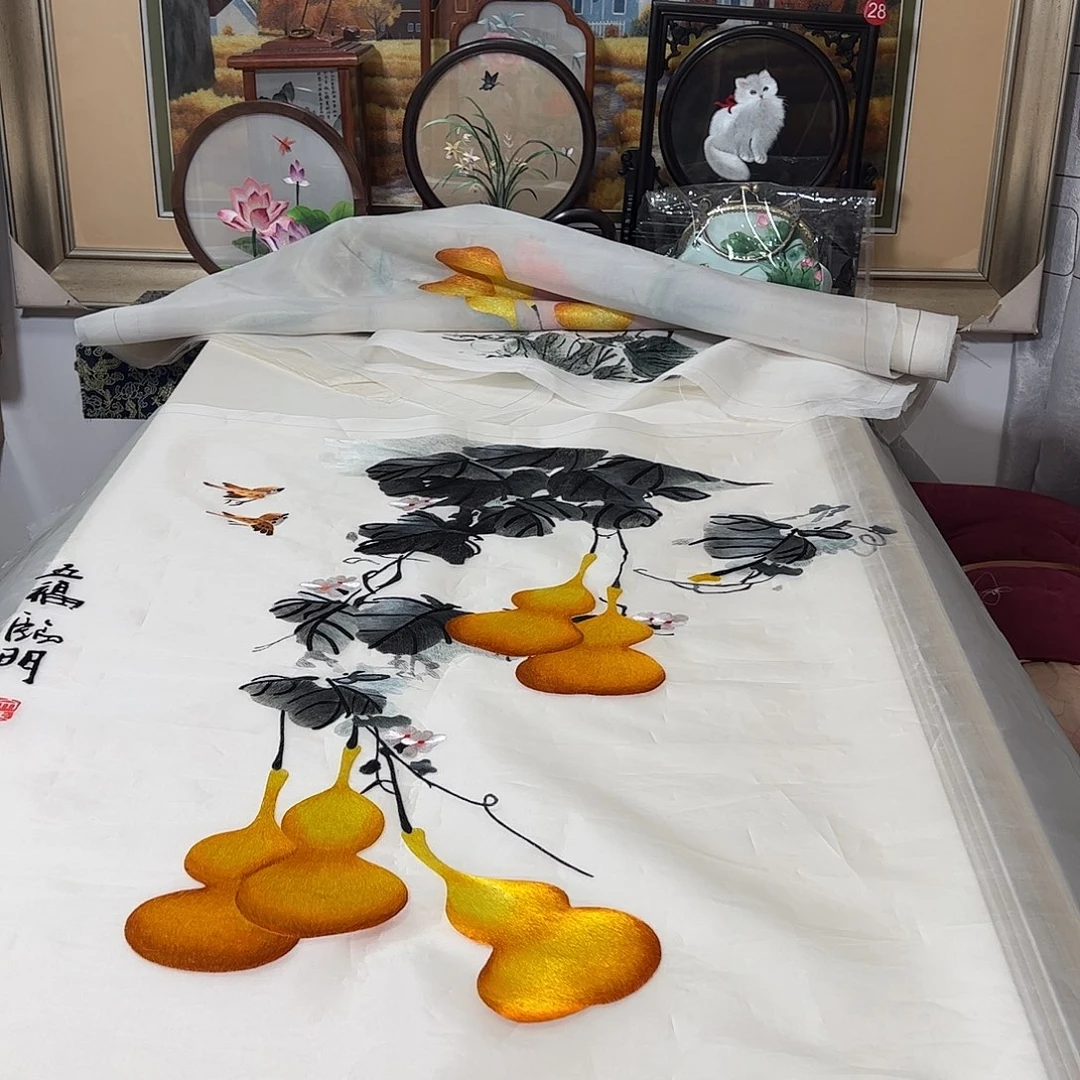 刺绣暖*宝纯手工刺绣画