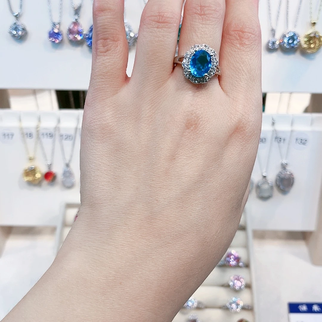 痴****戒指托帕石银S925镶嵌