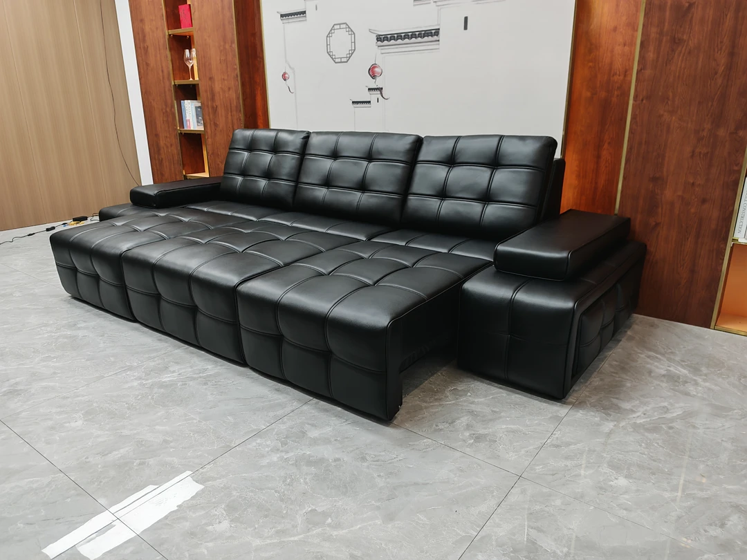 【筑梦空间】劳伦斯电动升级版意式简约家用软硬适中皮艺沙发床