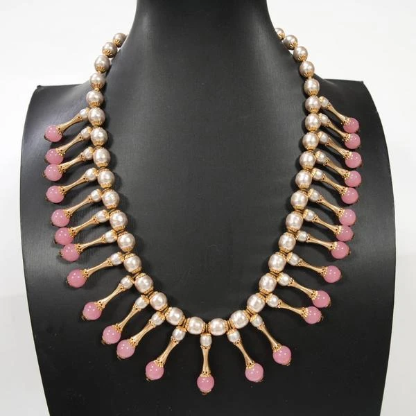 粉琉璃珍珠短项链