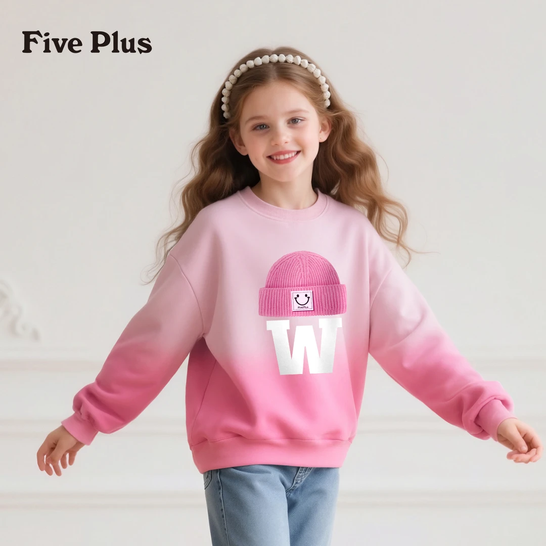 Five Plus童装女童卫衣2025春秋新款儿童t恤洋气时髦宽松女孩衣服
