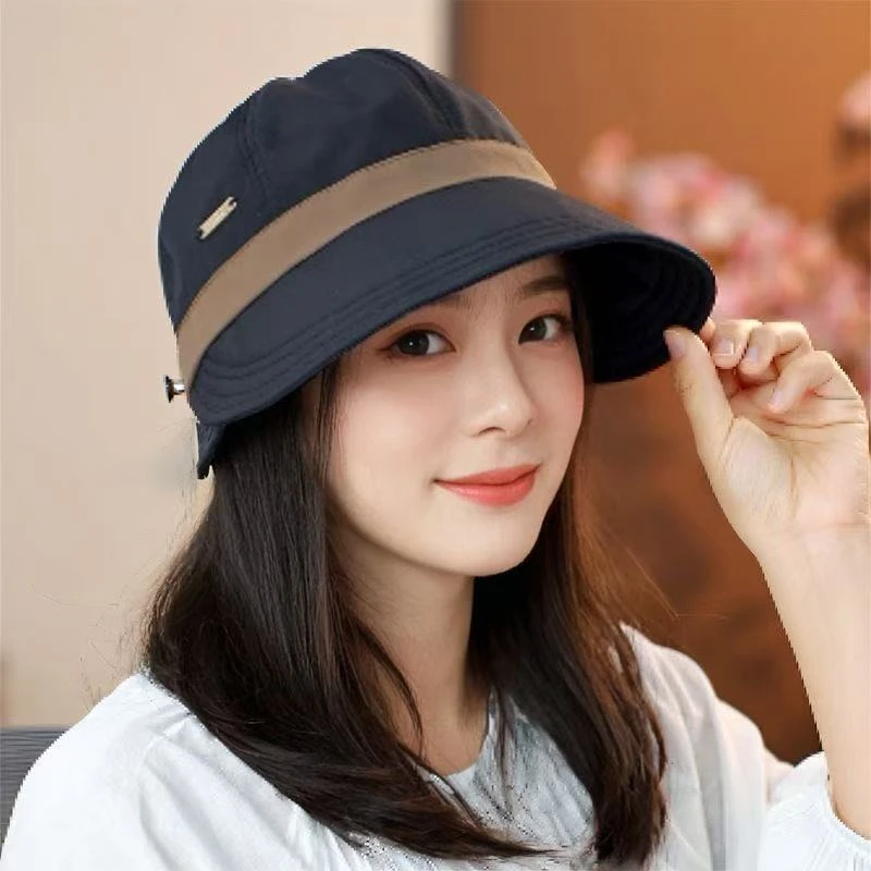 韩版加宽遮脸鸭舌帽子女春秋百搭显脸小渔夫帽明星同款休闲帽gh