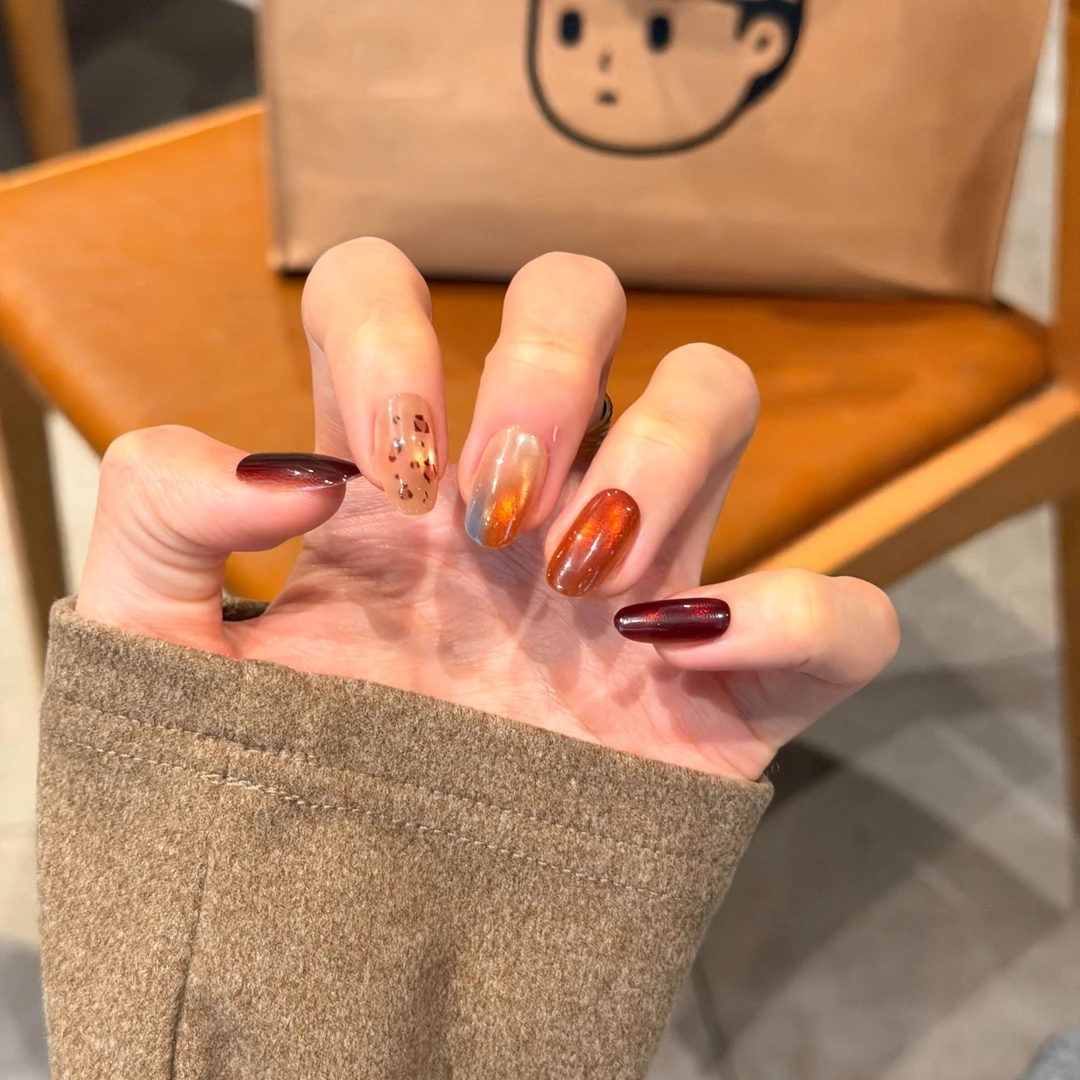 Nice SoSo【暖冬】纯手工穿戴甲纯欲手绘猫眼跳色豹纹气质显白小众