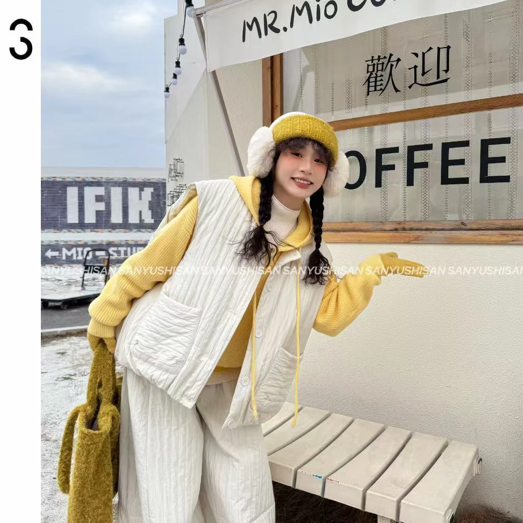 三与十三|时光独白|秋冬时尚高级感极简主义单排扣宽松百搭马甲