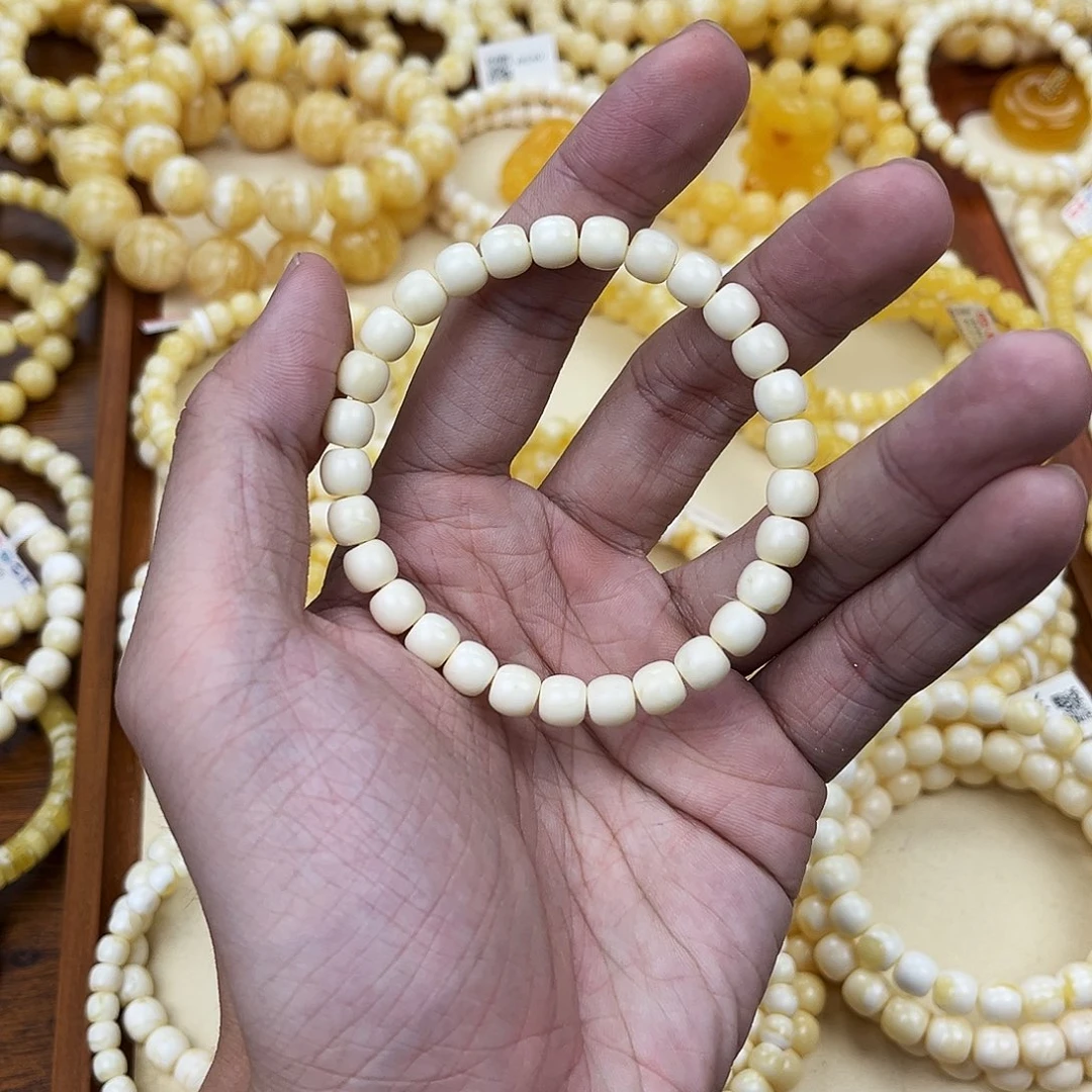 未镶嵌蜜蜡手串白蜡7mm*6.5mm