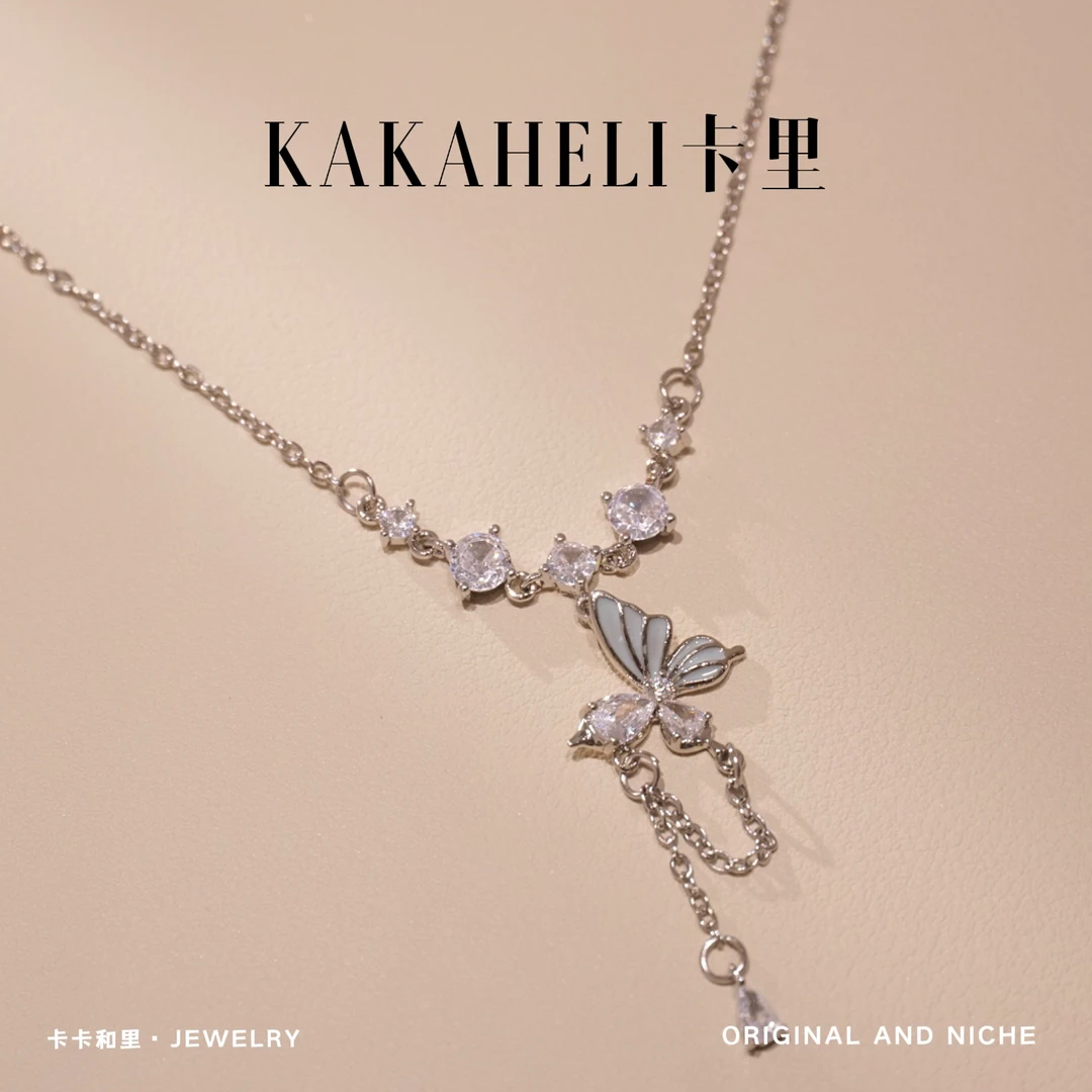 钛钢项链 轻奢小众精致坠链素款蝴蝶项链 A212