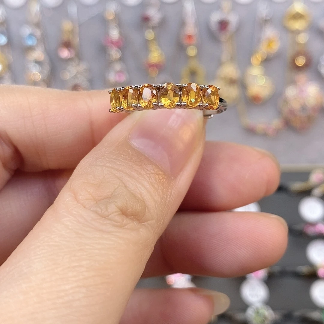 彩色蓝宝石戒指银S925镶嵌