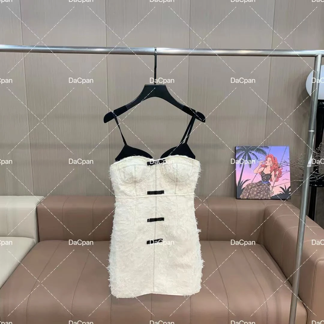 DACPAN-“香香天使”蝴蝶结毛须吊带撞色连衣裙 2025/盼·PP 3090