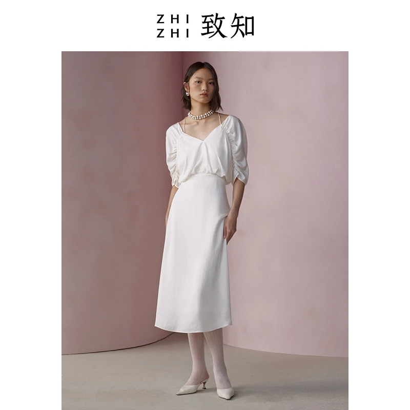 天门谣 尤莱特穿搭缩褶连衣裙24夏设计感_醋酸ZZ2DMWL6011