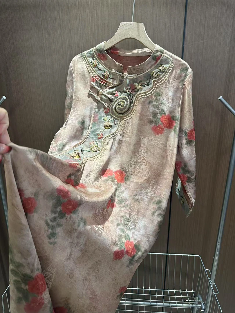 「简百图」新中式国风复古宽松显瘦连衣裙