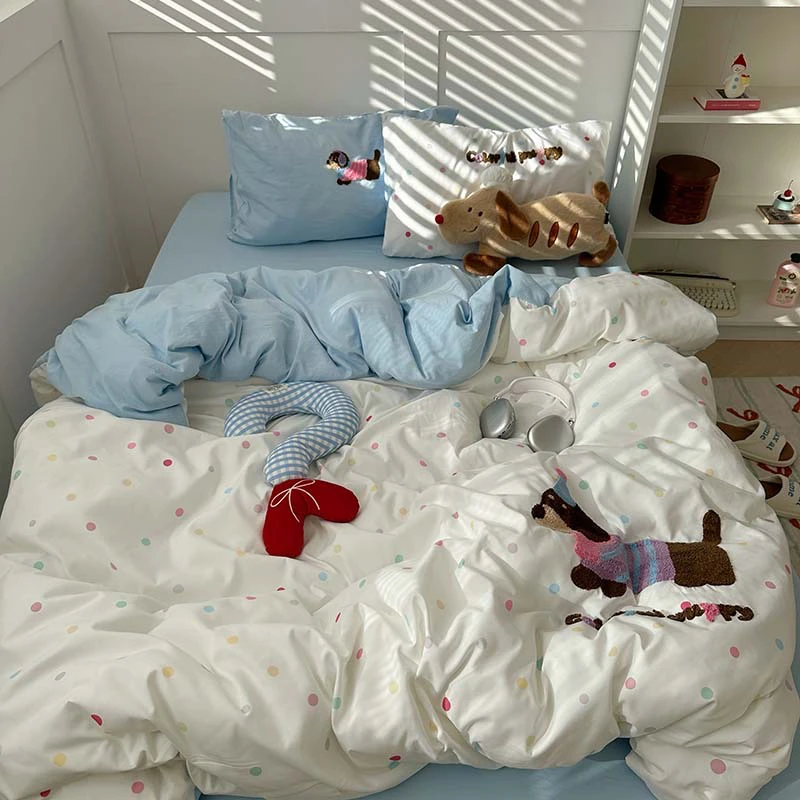 2025新款小清新网红碎花学生宿舍印花毛巾绣水洗棉四件套床上用品