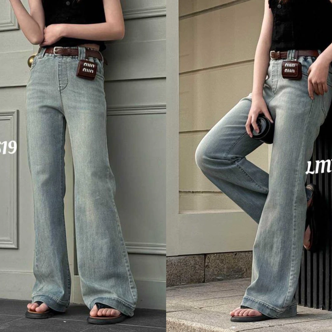 高腰垂感阔腿牛仔裤女宽松显瘦拖地直筒裤春夏季新款