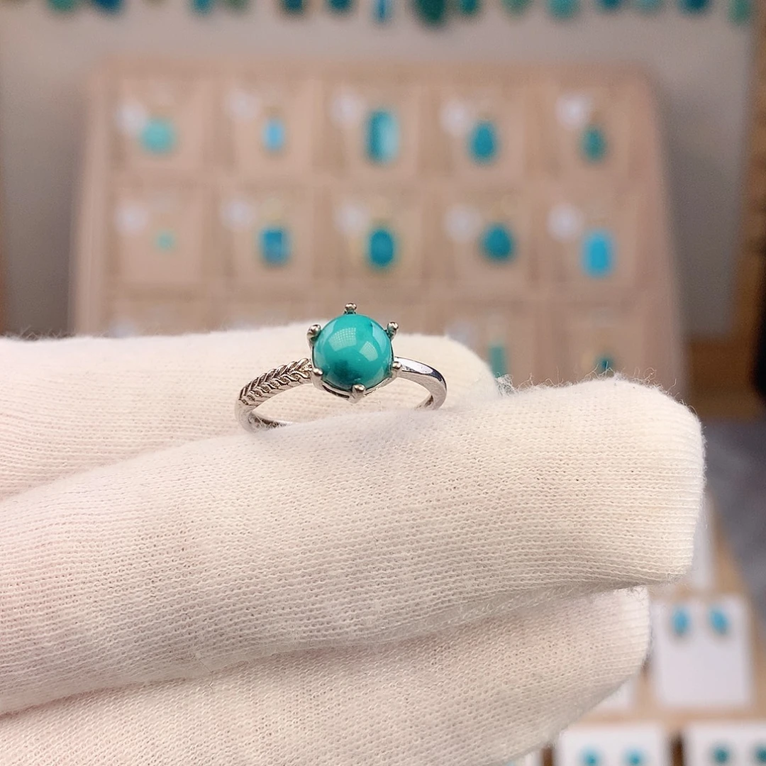 绿松石银S925镶嵌戒指