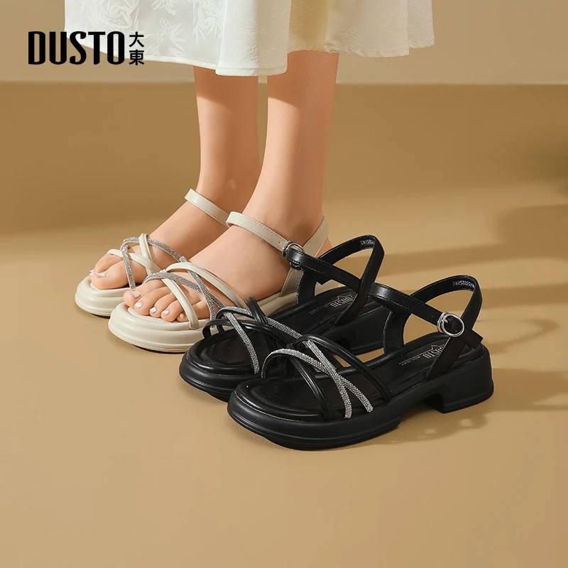 大东一字带凉鞋女款2025新款爆款夏季外穿百搭粗跟厚底鞋子女0224